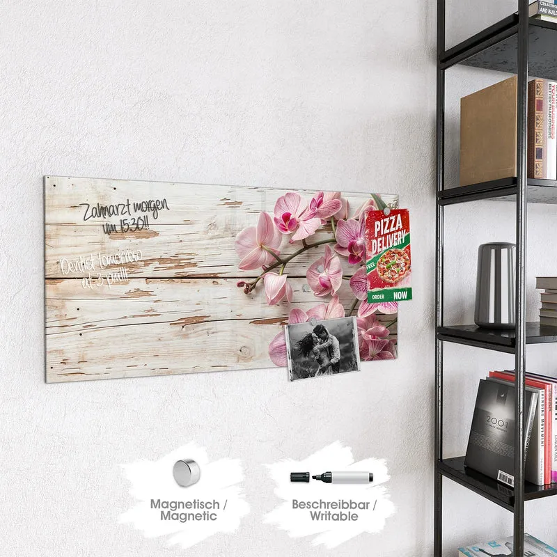 Magnettafel - Orchideen auf Holz