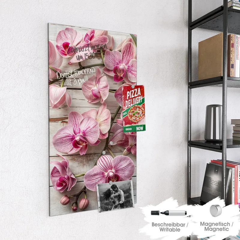 Magnettafel - Orchideen auf Holz