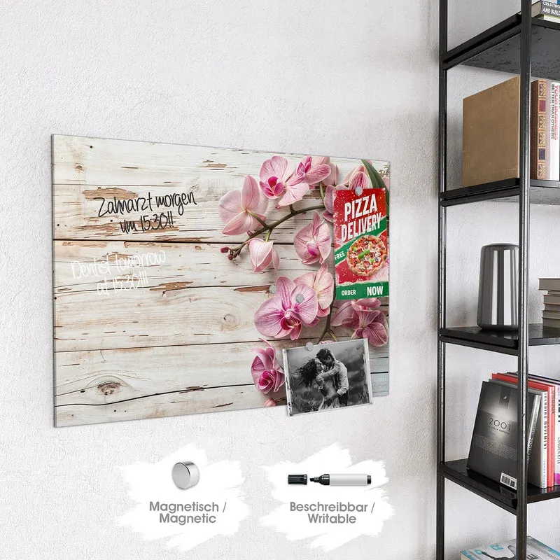 Magnettafel - Orchideen auf Holz