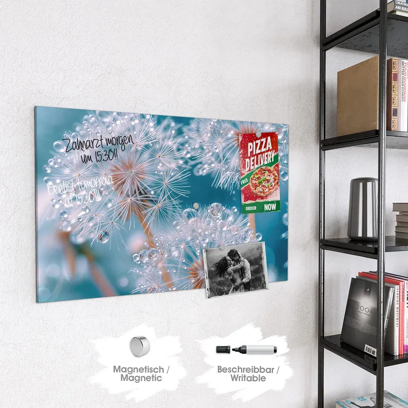 Magnettafel - Pusteblumen mit Tropfen
