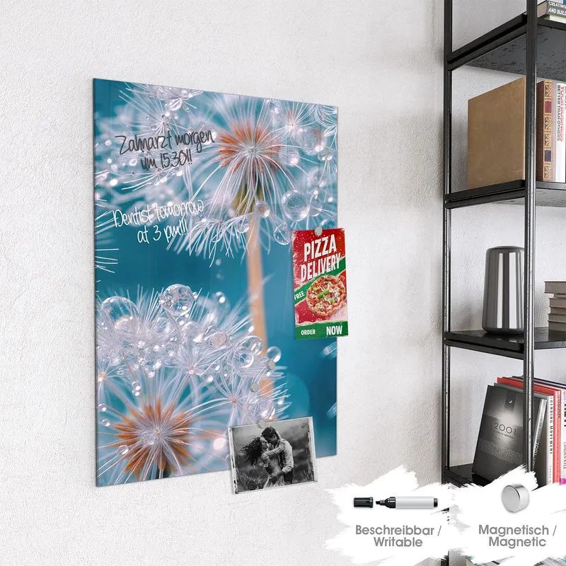 Magnettafel - Pusteblumen mit Tropfen