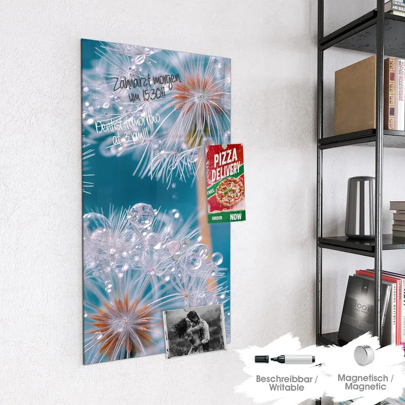 Magnettafel - Pusteblumen mit Tropfen