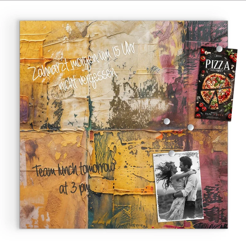 Magnettafel - Papiercollage in Ocker
