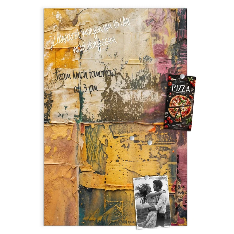 Magnettafel - Papiercollage in Ocker