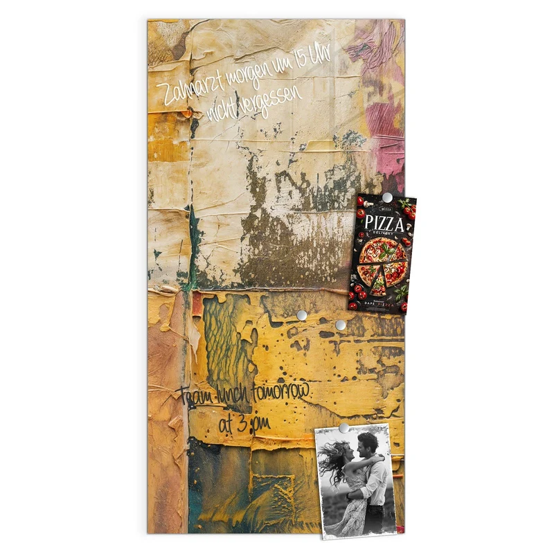 Magnettafel - Papiercollage in Ocker