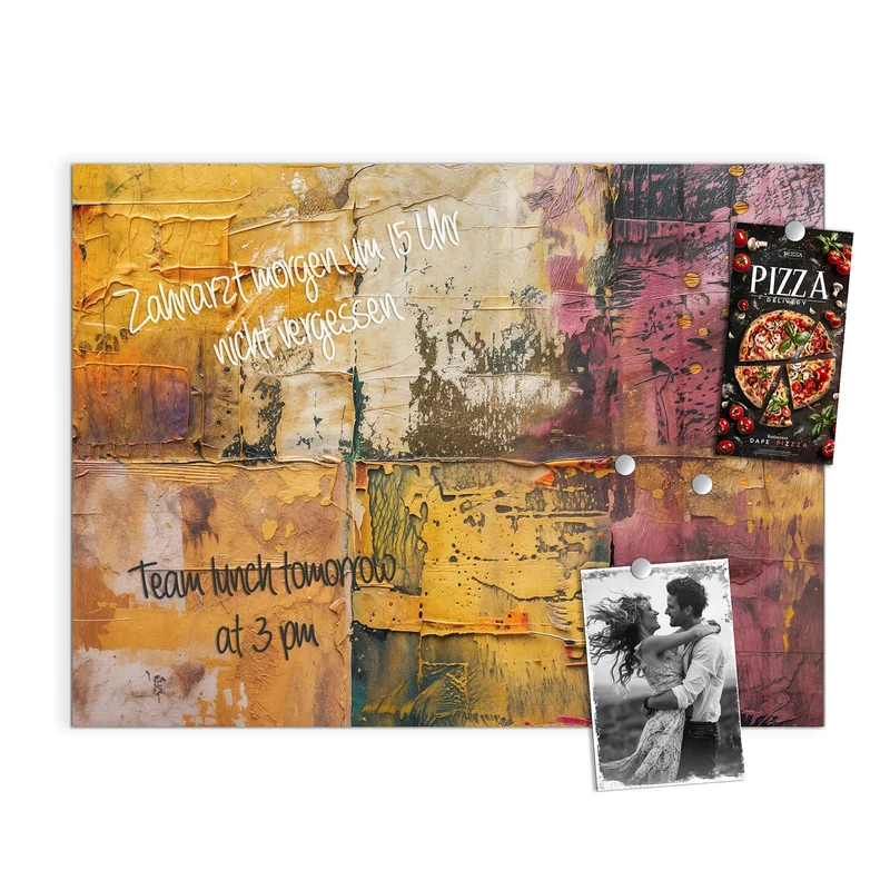 Magnettafel - Papiercollage in Ocker