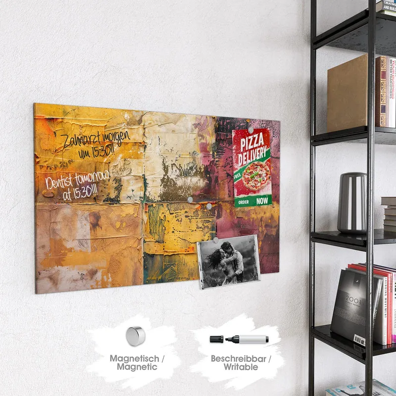 Magnettafel - Papiercollage in Ocker