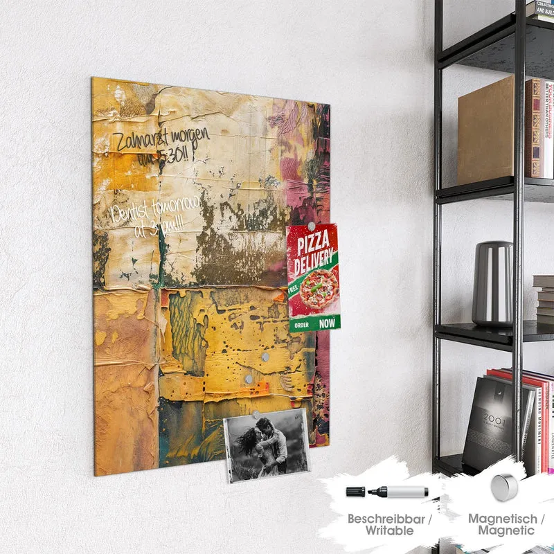 Magnettafel - Papiercollage in Ocker