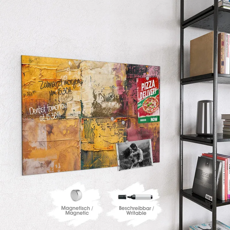 Magnettafel - Papiercollage in Ocker