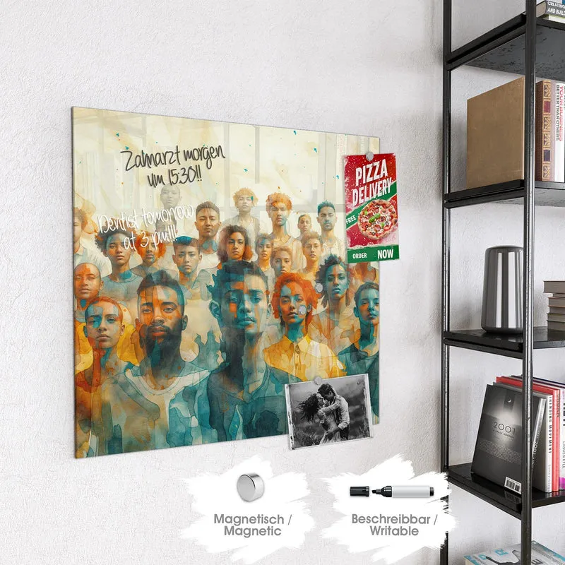 Magnettafel - Menschen in Aquarell