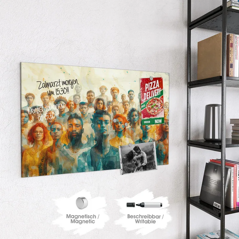Magnettafel - Menschen in Aquarell