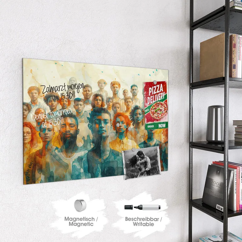 Magnettafel - Menschen in Aquarell