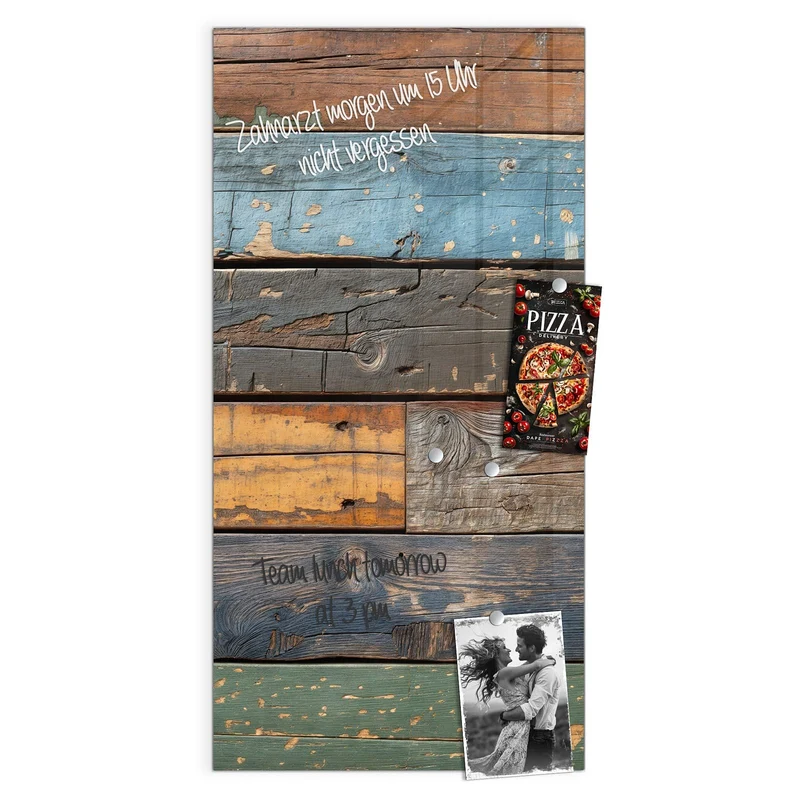 Magnettafel - Planken in Blau und Rost
