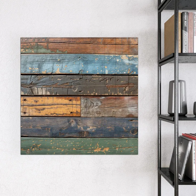 Magnettafel - Planken in Blau und Rost