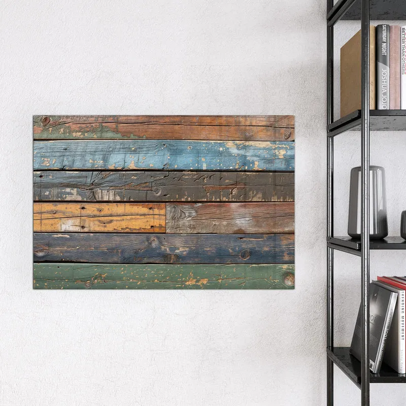 Magnettafel - Planken in Blau und Rost