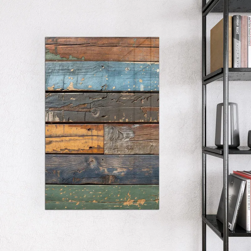 Magnettafel - Planken in Blau und Rost