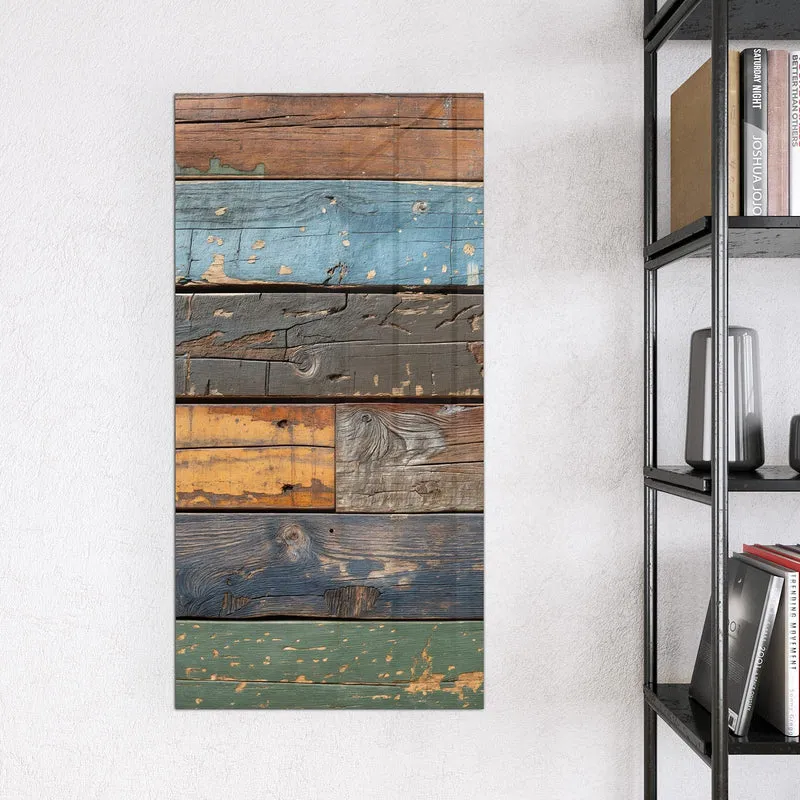Magnettafel - Planken in Blau und Rost