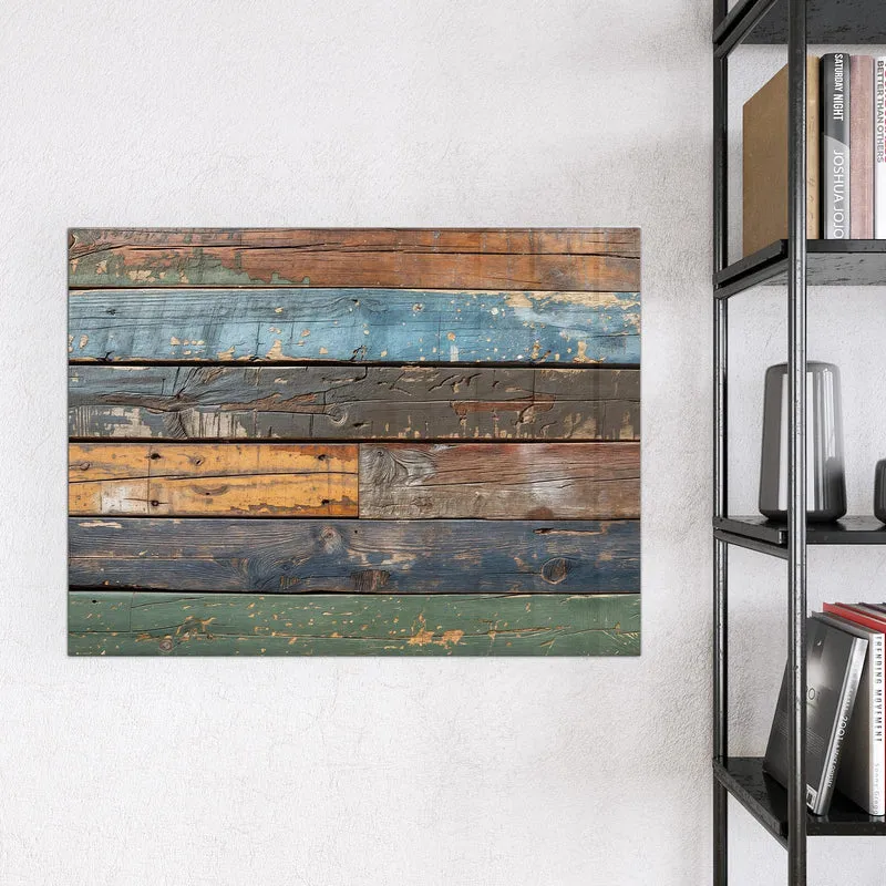 Magnettafel - Planken in Blau und Rost