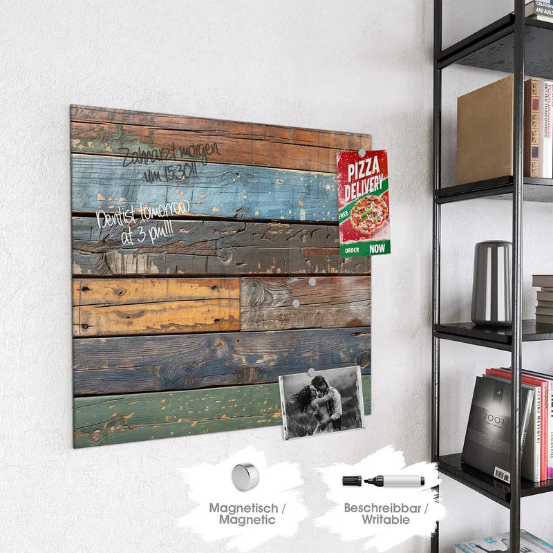 Magnettafel - Planken in Blau und Rost