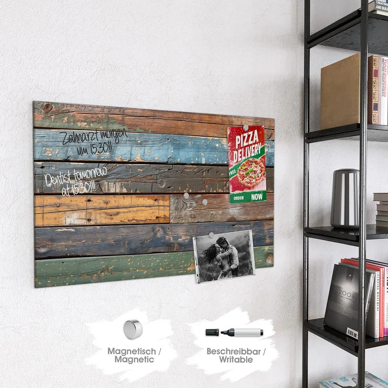 Magnettafel - Planken in Blau und Rost
