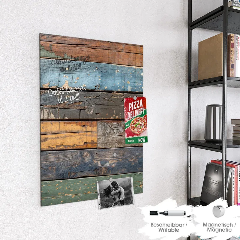 Magnettafel - Planken in Blau und Rost