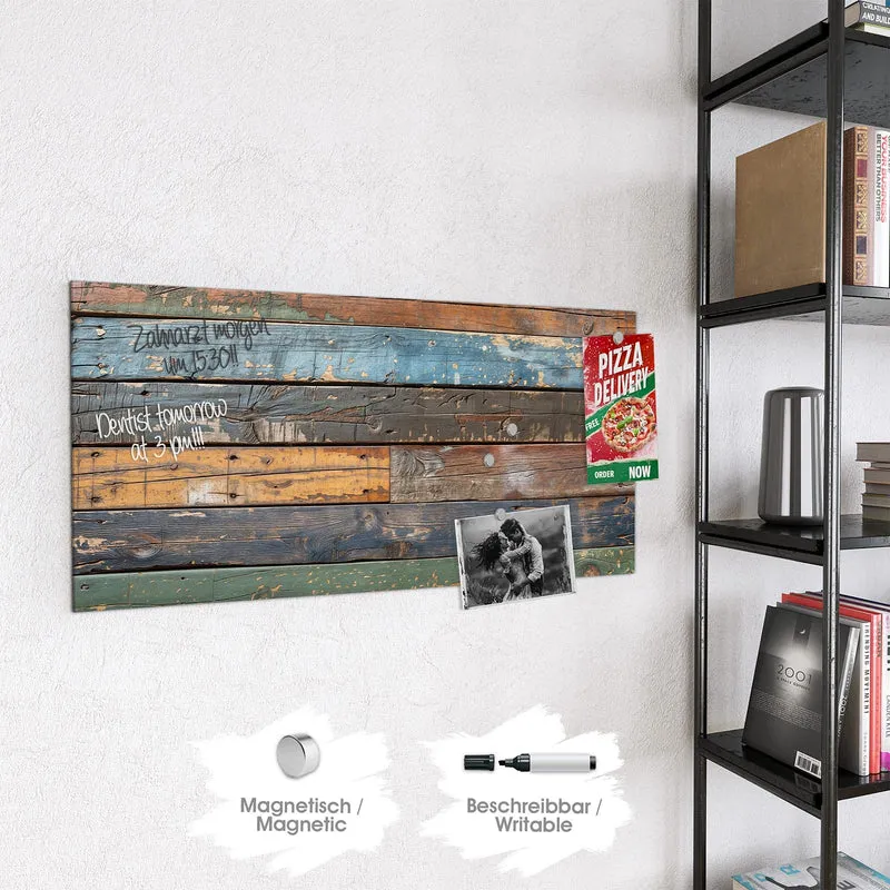 Magnettafel - Planken in Blau und Rost