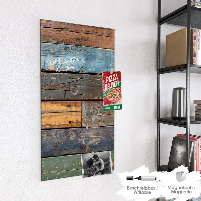 Magnettafel - Planken in Blau und Rost