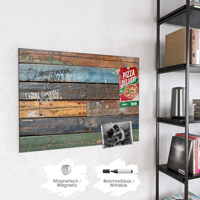 Magnettafel - Planken in Blau und Rost