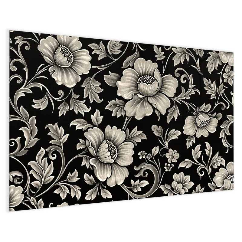 Magnettafel - Blüten auf Schwarz