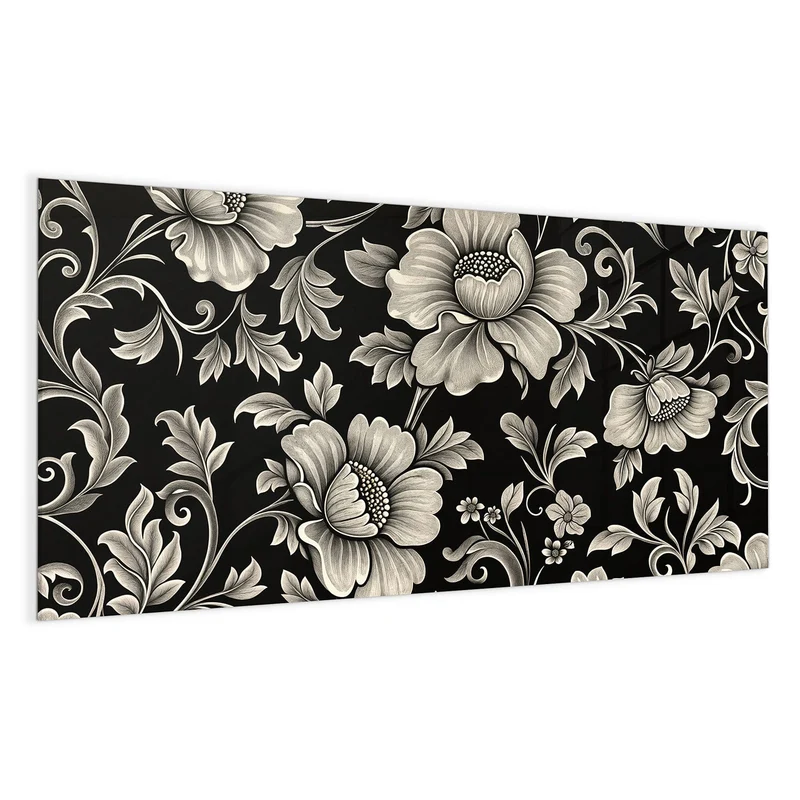 Magnettafel - Blüten auf Schwarz