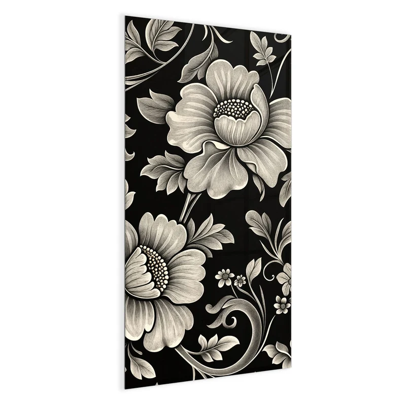 Magnettafel - Blüten auf Schwarz