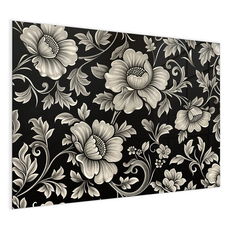 Magnettafel - Blüten auf Schwarz