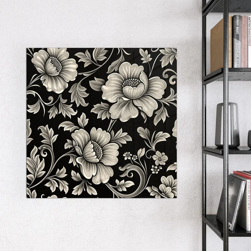 Magnettafel - Blüten auf Schwarz