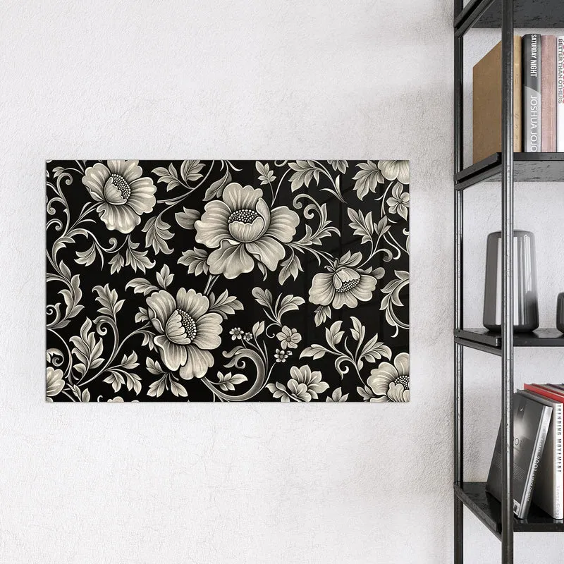 Magnettafel - Blüten auf Schwarz
