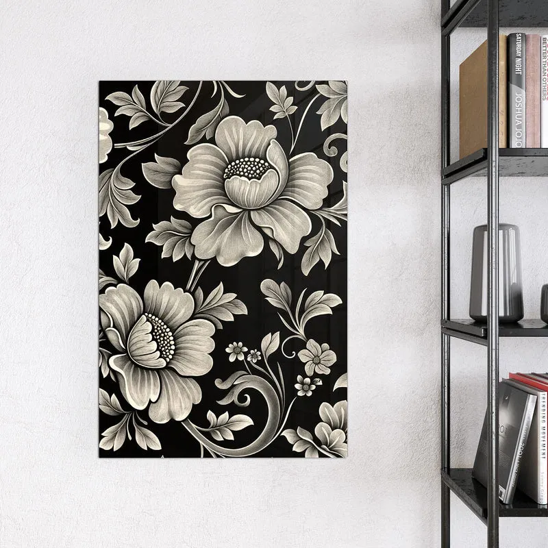 Magnettafel - Blüten auf Schwarz