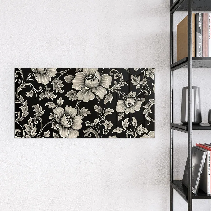Magnettafel - Blüten auf Schwarz