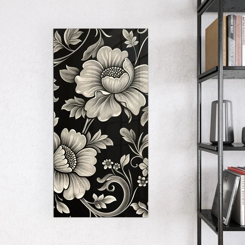 Magnettafel - Blüten auf Schwarz