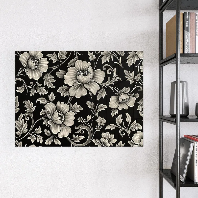 Magnettafel - Blüten auf Schwarz