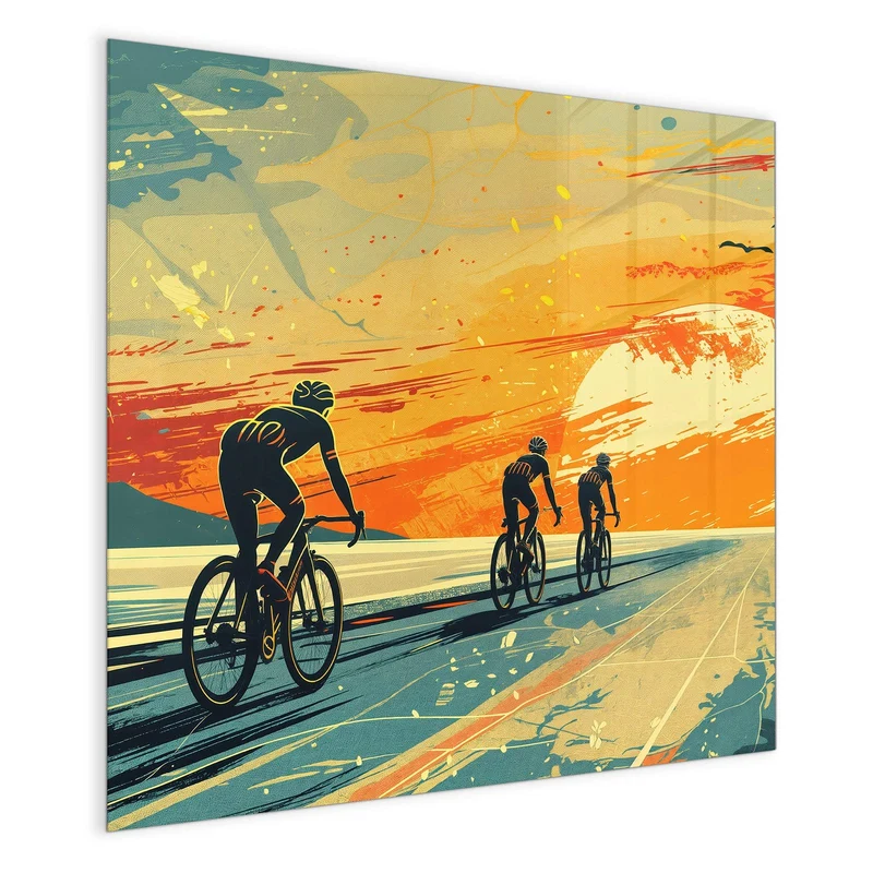 Magnettafel - Radfahrer im Abendrot