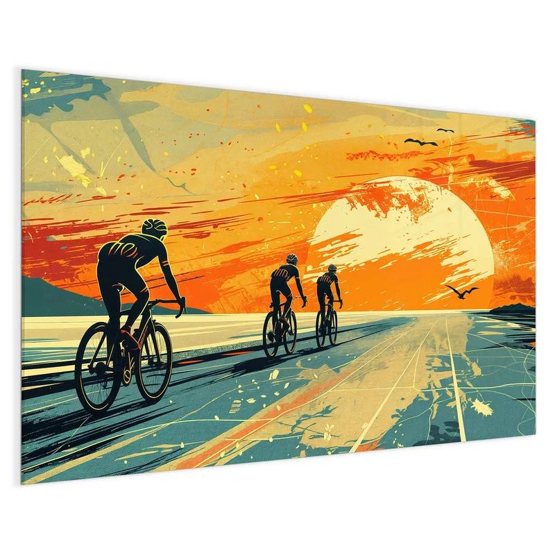 Magnettafel - Radfahrer im Abendrot