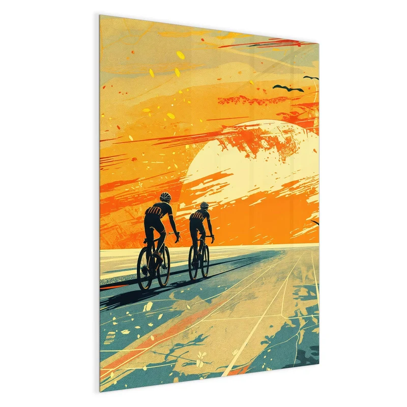 Magnettafel - Radfahrer im Abendrot