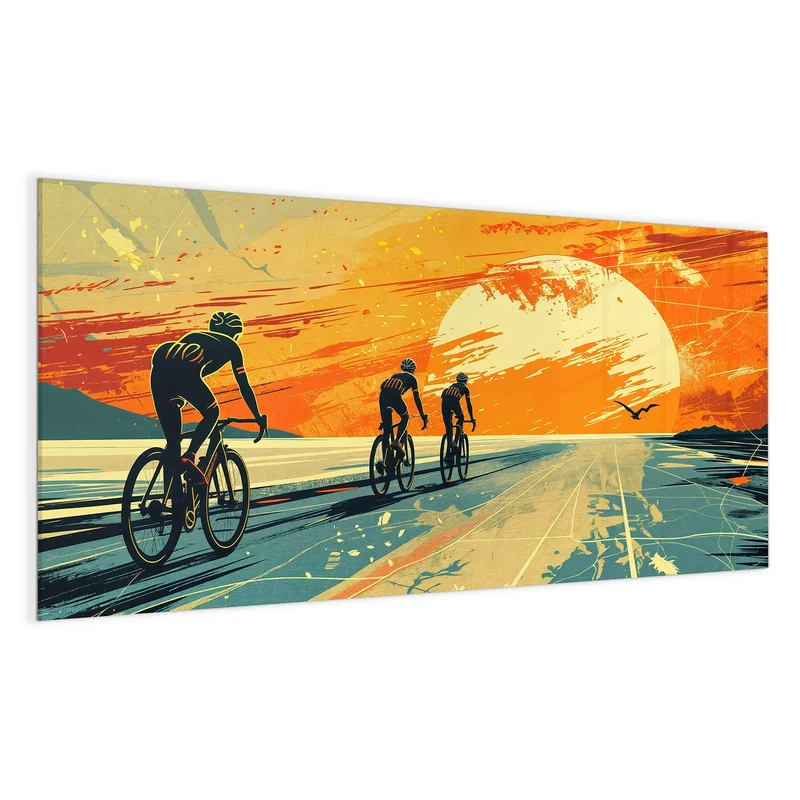 Magnettafel - Radfahrer im Abendrot