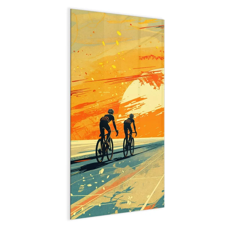 Magnettafel - Radfahrer im Abendrot