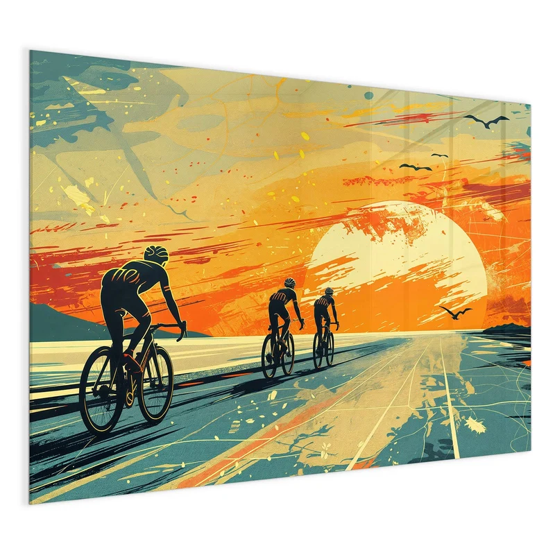 Magnettafel - Radfahrer im Abendrot