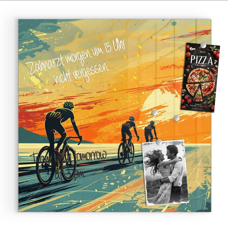 Magnettafel - Radfahrer im Abendrot