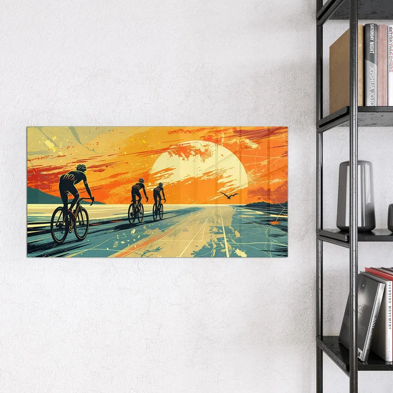 Magnettafel - Radfahrer im Abendrot