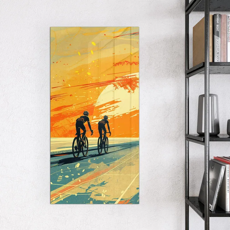 Magnettafel - Radfahrer im Abendrot