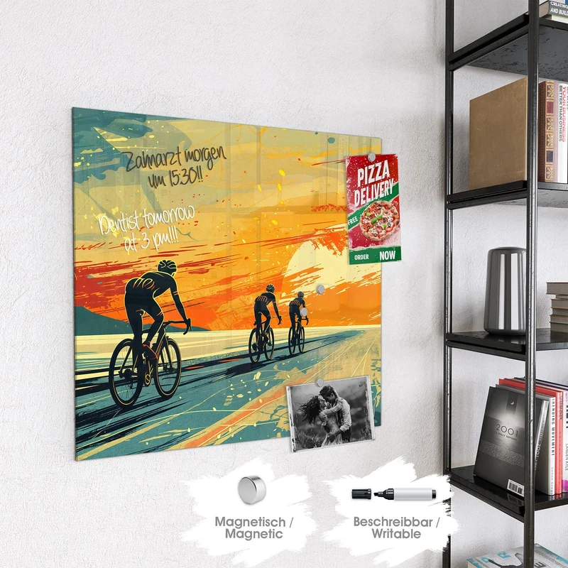 Magnettafel - Radfahrer im Abendrot