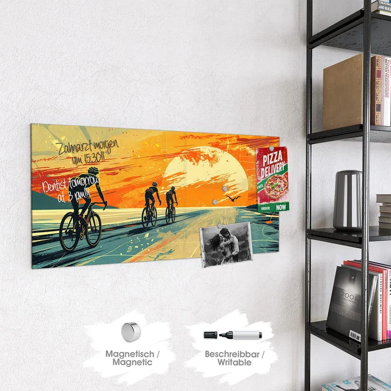 Magnettafel - Radfahrer im Abendrot