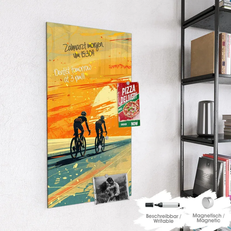 Magnettafel - Radfahrer im Abendrot